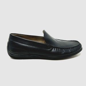 ECCO Mens 10 Classic Black Genuine Leather Slip On Driving Moc Moccasin Loafers